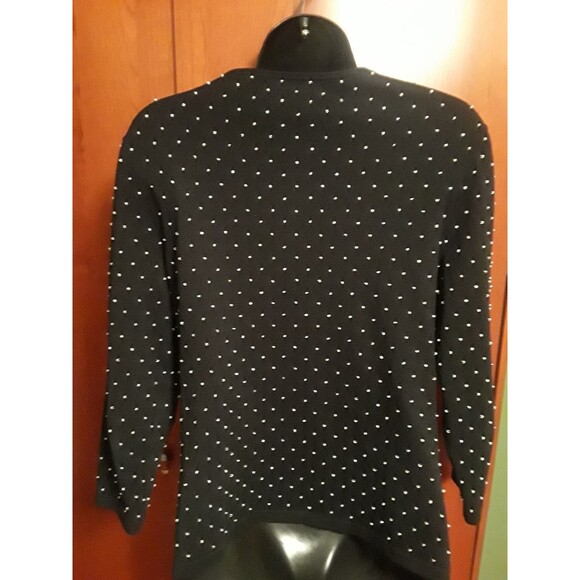 Jones New York Signature Cotton Blend Cardigan Faux Pearls Beads & Buttons Sz M - Picture 3 of 4